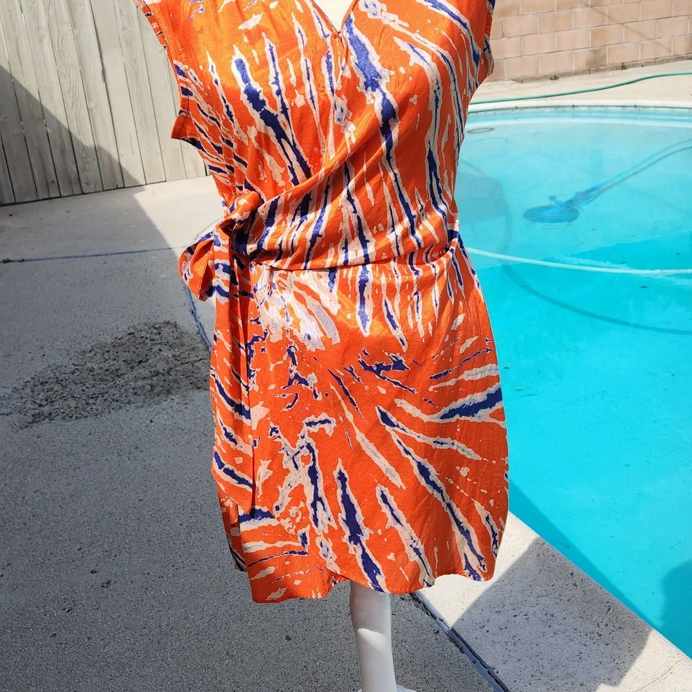 NWT Urban Outfitters Orange Wrap Mini Dress - Picture 3 of 10